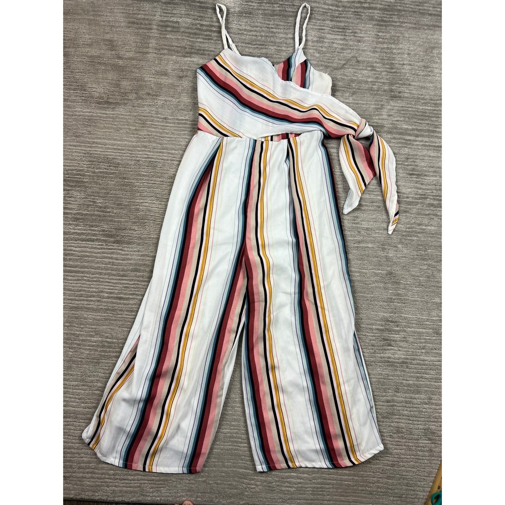 Charlotte‎ Russe Striped Wide Leg Jumpsuit Pink Blue Yellow White Large L